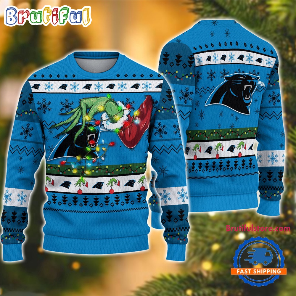 NFL Carolina Panthers Special Grinch?s Hand Football Christmas Ugly Sweater