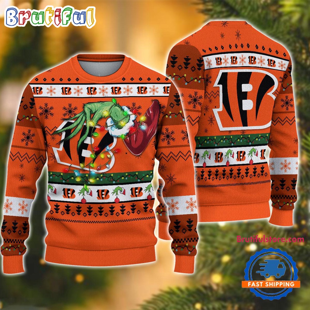 NFL Cincinnati Bengals Special Grinch?s Hand Football Christmas Ugly Sweater