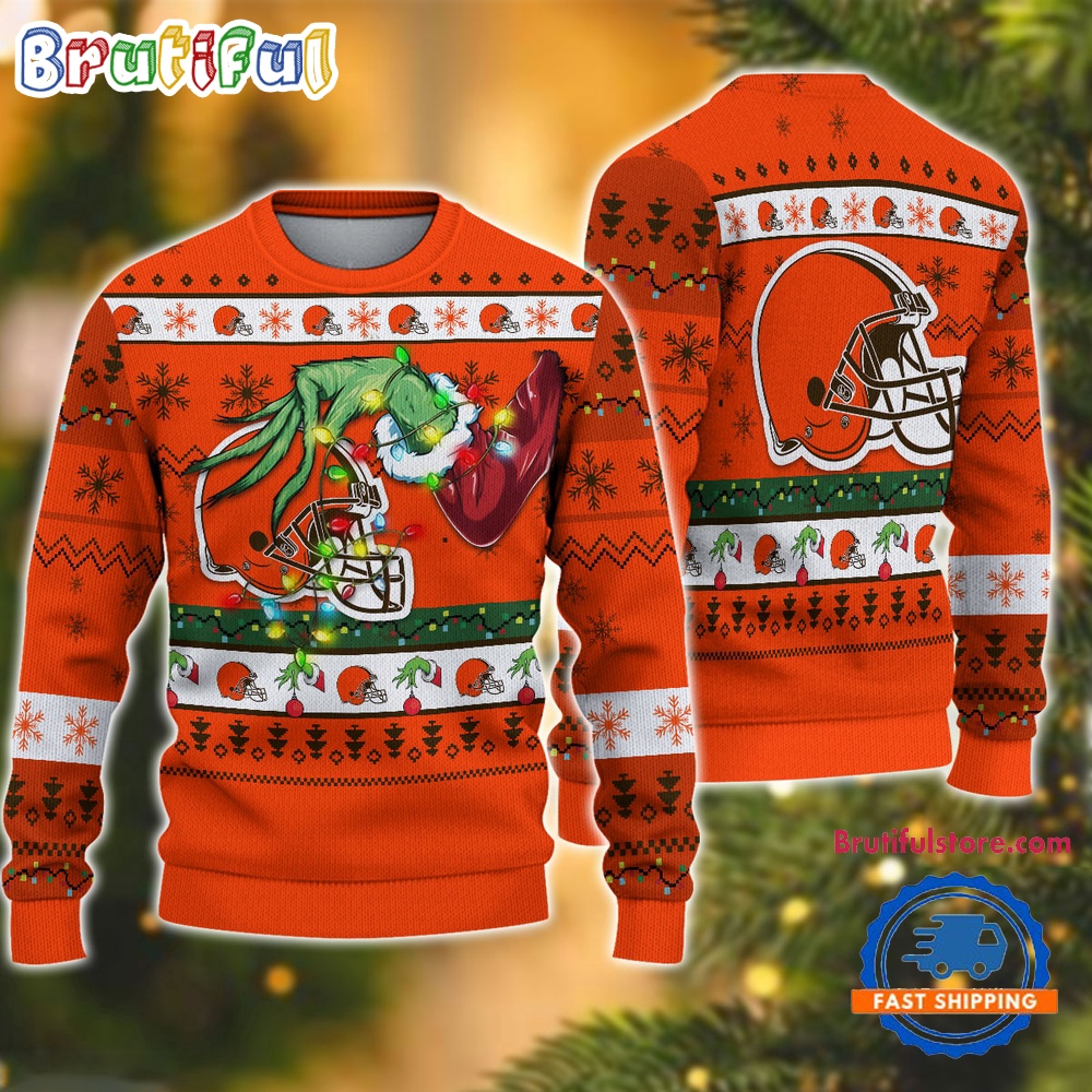 NFL Cleveland Browns Special Grinch?s Hand Football Christmas Ugly Sweater
