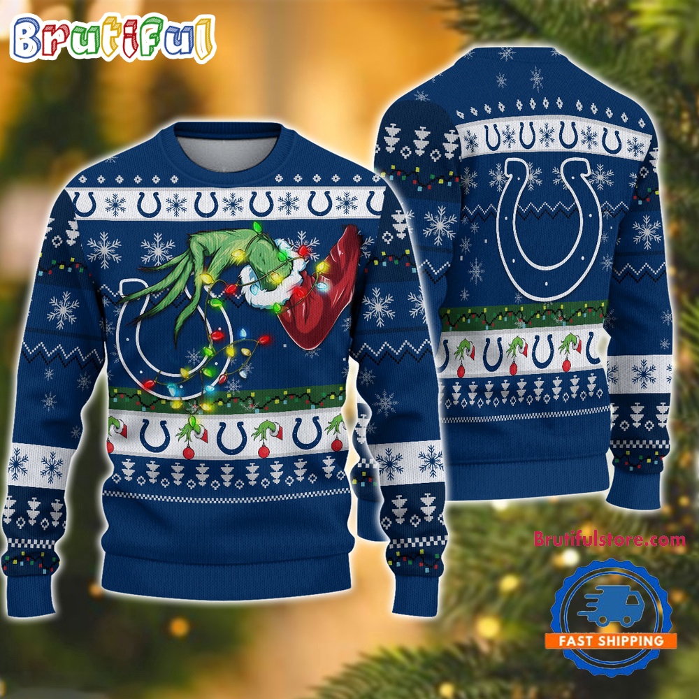 NFL Indianapolis Colts Special Grinch?s Hand Football Christmas Ugly Sweater