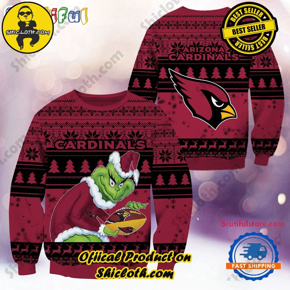 NFL Arizona Cardinals Football Grinch Christmas Ugly Sweater 2024