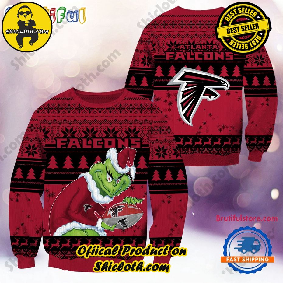 NFL Atlanta Falcons Football Grinch Christmas Ugly Sweater 2024