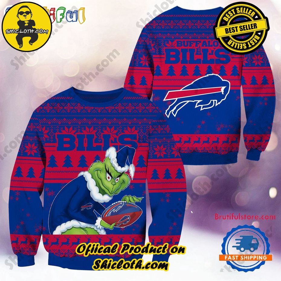 NFL Buffalo Bills Football Grinch Christmas Ugly Sweater 2024