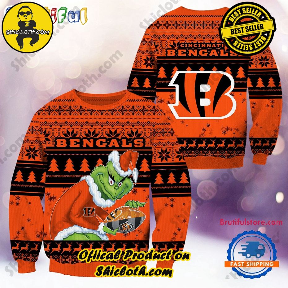 NFL Cincinnati Bengals Football Grinch Christmas Ugly Sweater 2024