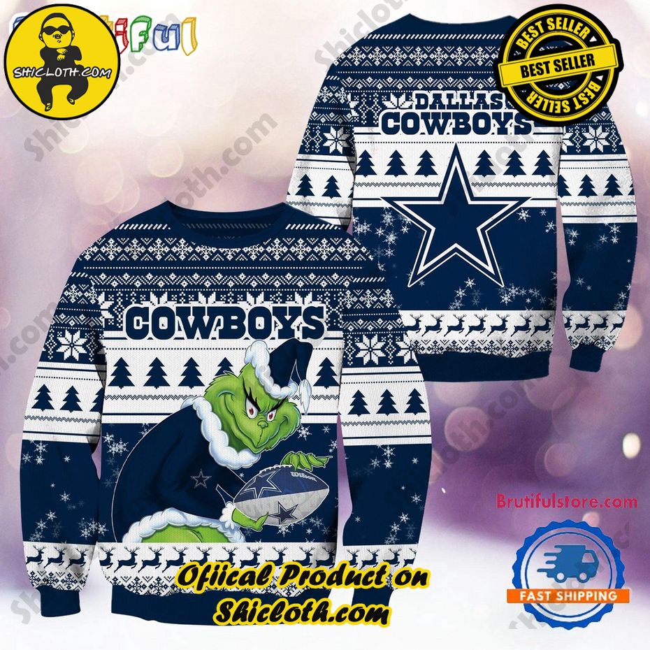 NFL Dallas Cowboys Football Grinch Christmas Ugly Sweater 2024