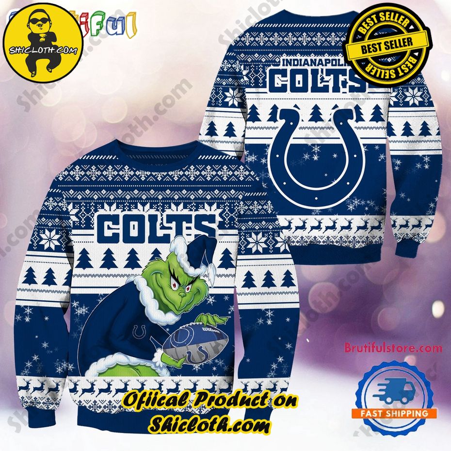 NFL Indianapolis Colts Football Grinch Christmas Ugly Sweater 2024