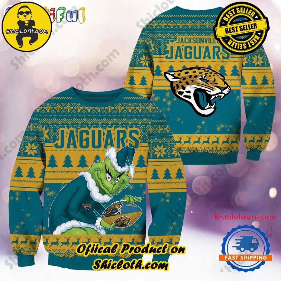 NFL Jacksonville Jaguars Football Grinch Christmas Ugly Sweater 2024