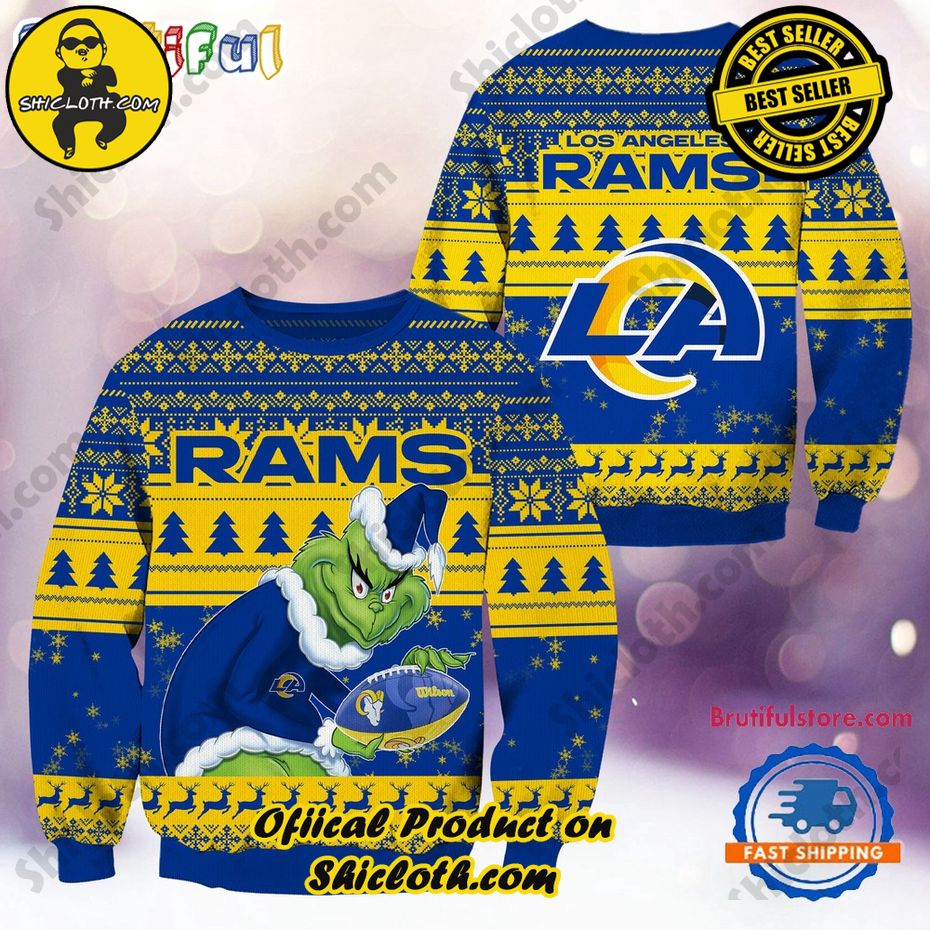 NFL Los Angeles Rams Football Grinch Christmas Ugly Sweater 2024