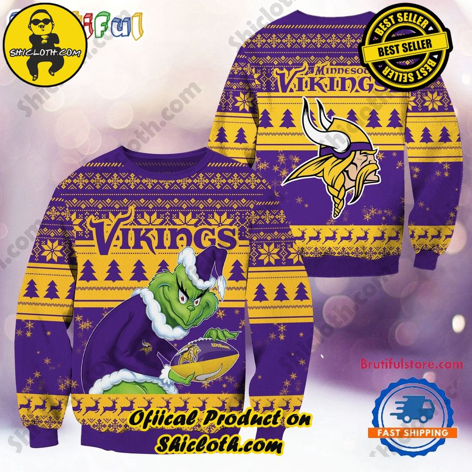 NFL Minnesota Vikings Football Grinch Christmas Ugly Sweater 2024