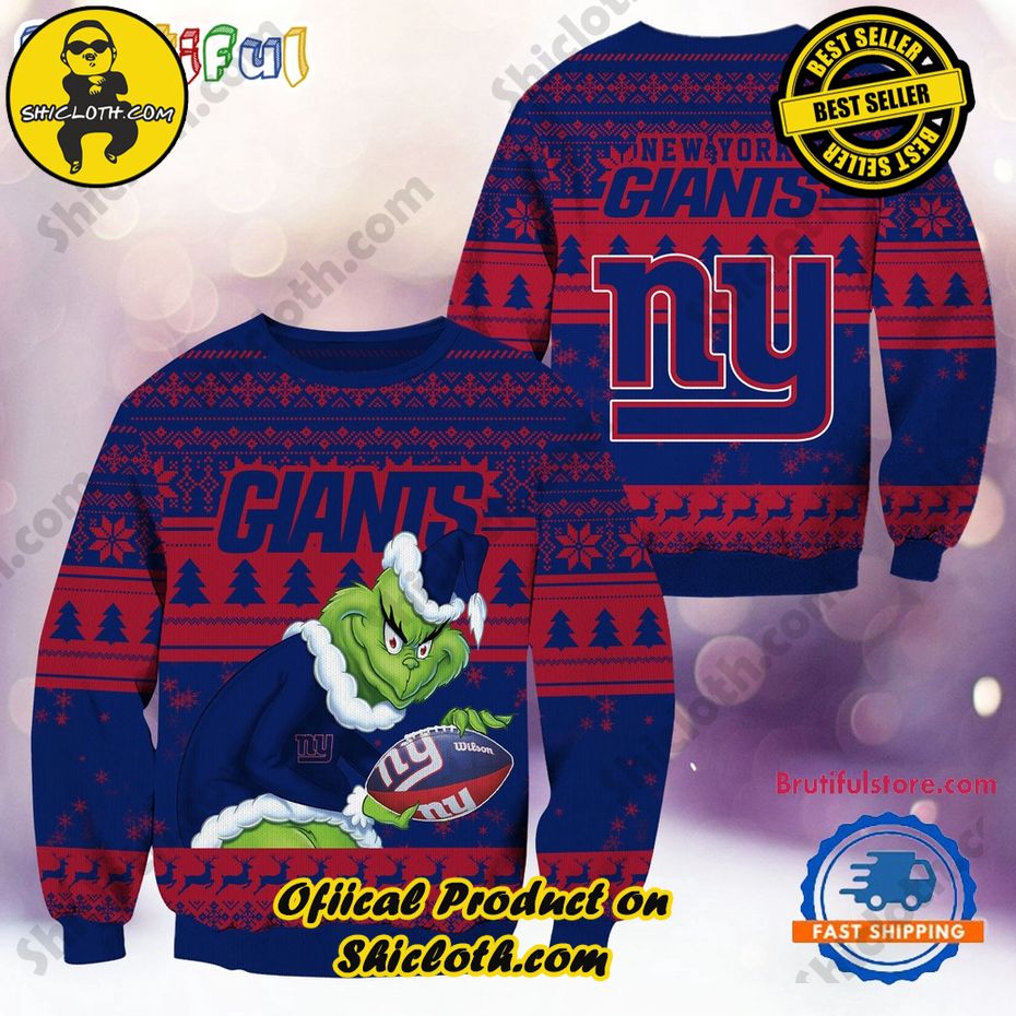 NFL New York Giants Football Grinch Christmas Ugly Sweater 2024