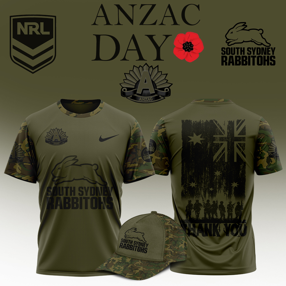 Alternative view of South Sydney Rabbitohs Anzac Day 2025 Hoodie, Shirt, Polo