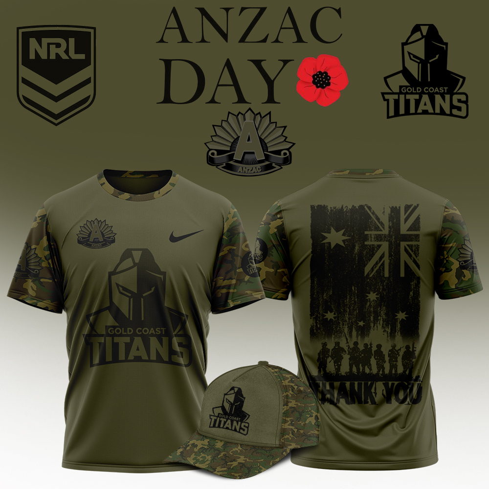 Alternative view of Gold Coast Titans Anzac Day 2025 Hoodie, Shirt, Polo