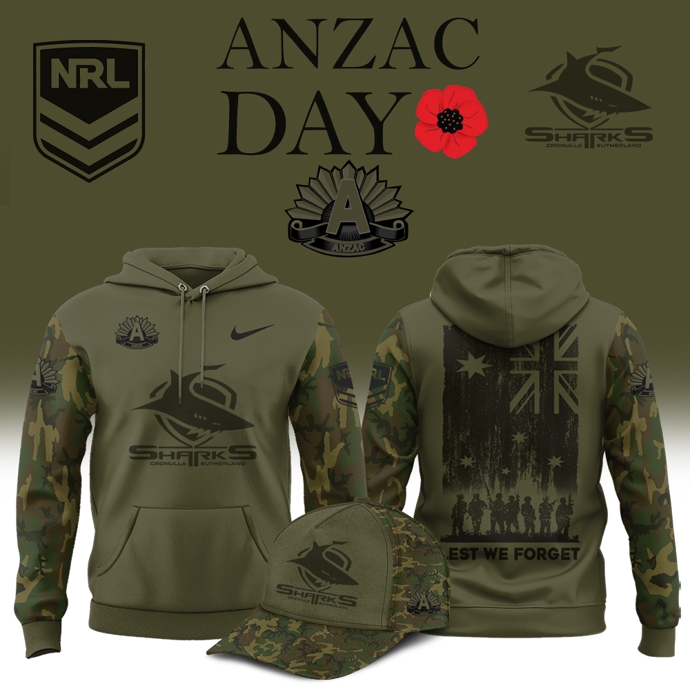 Cronulla Sharks Anzac Day 2025 Hoodie, Shirt, Polo