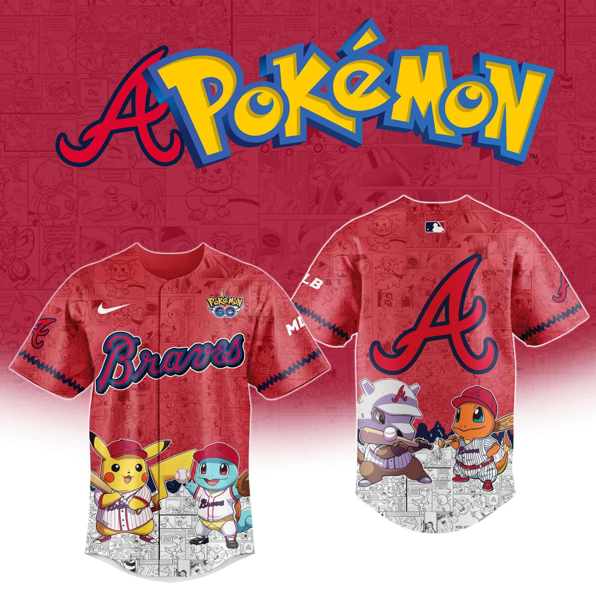 Atlanta Braves MLB Pokemon GO Night Jersey