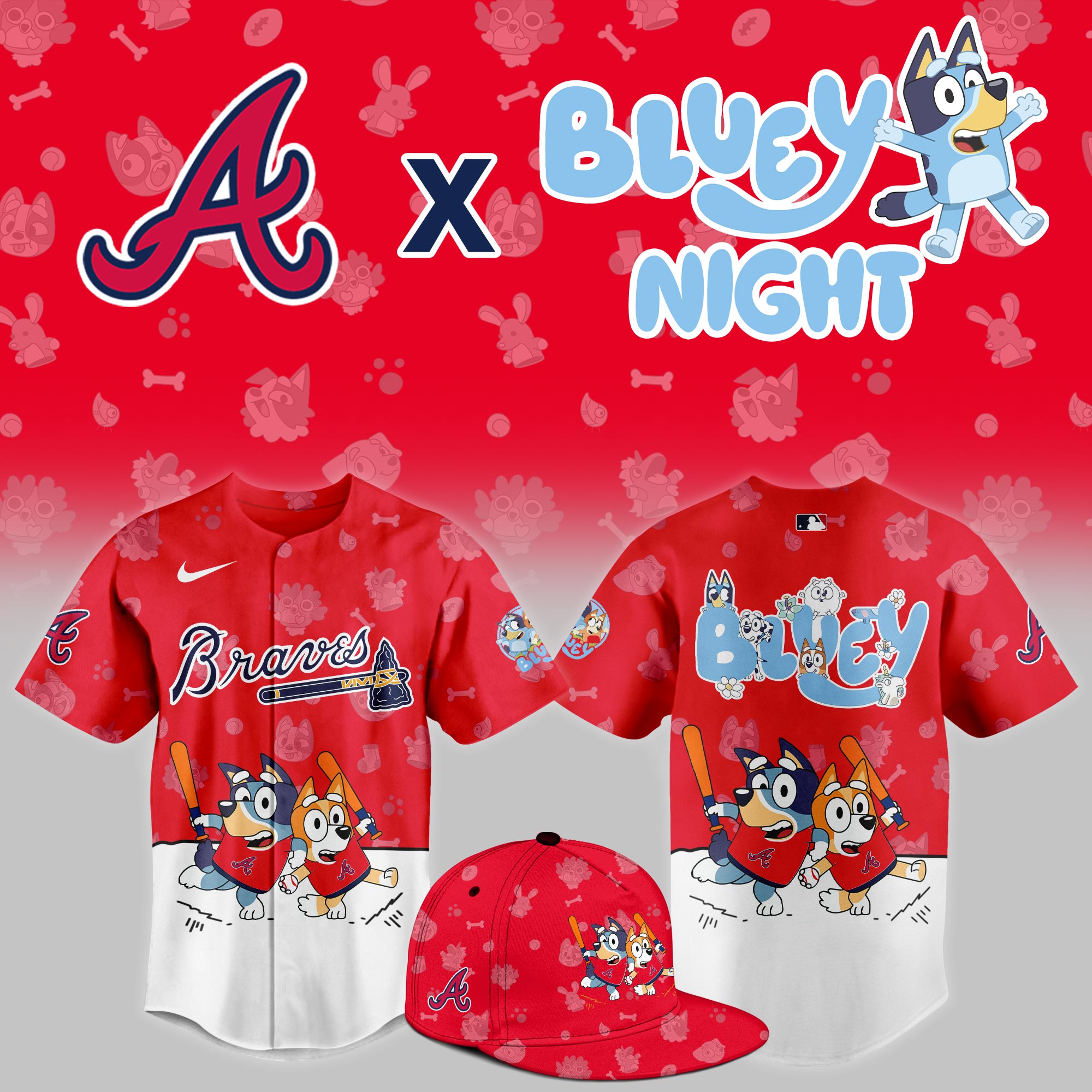 Atlanta Braves MLB x Bluey Night Jersey