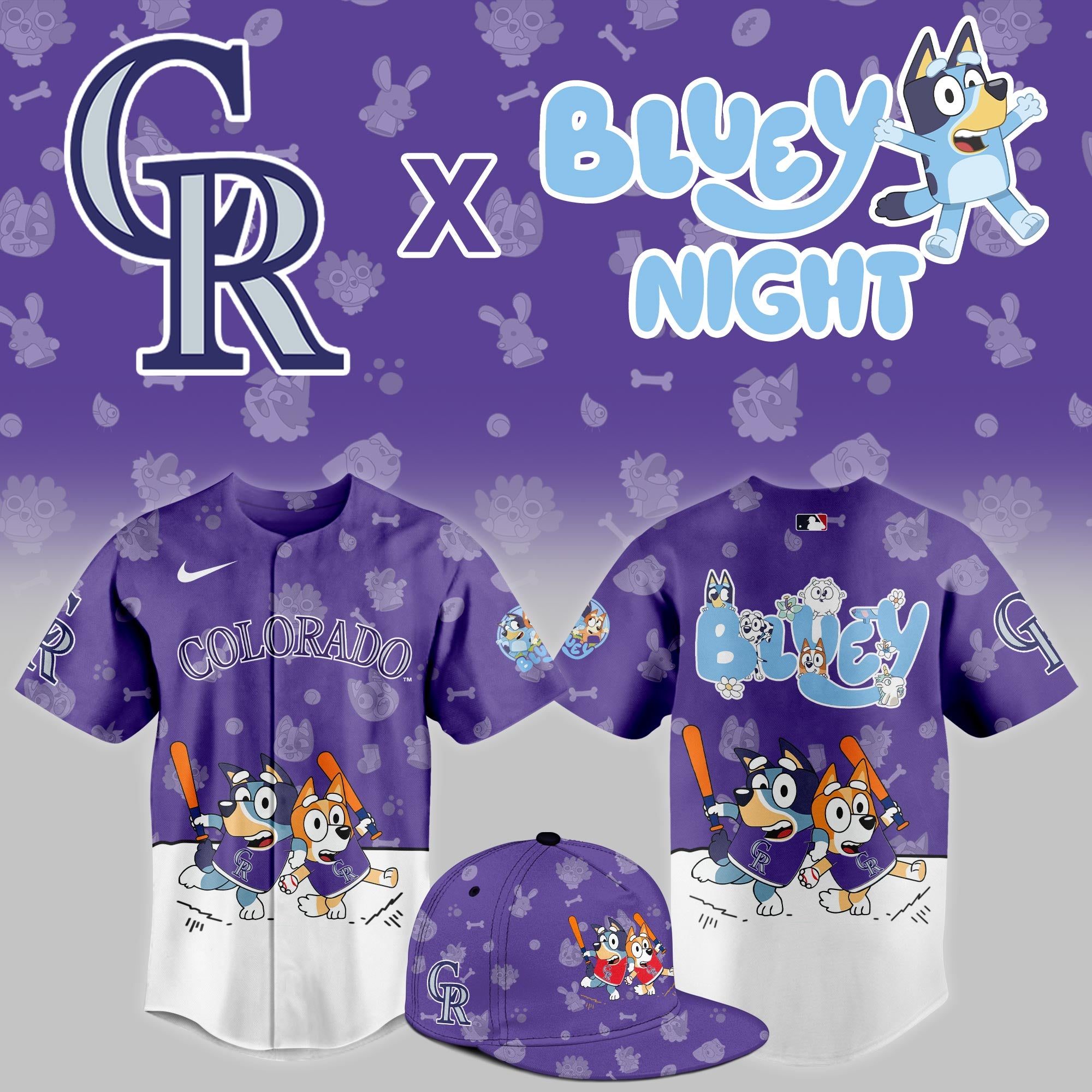 Colorado Rockies MLB x Bluey Night Jersey