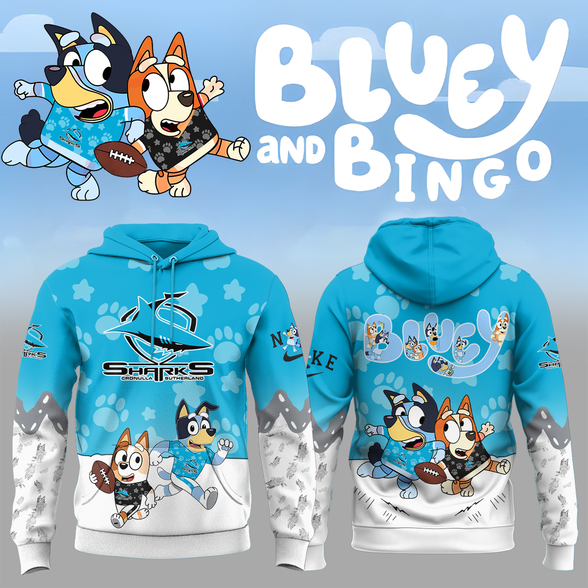 Cronulla-Sutherland Sharks Bluey and Bingo Hoodie