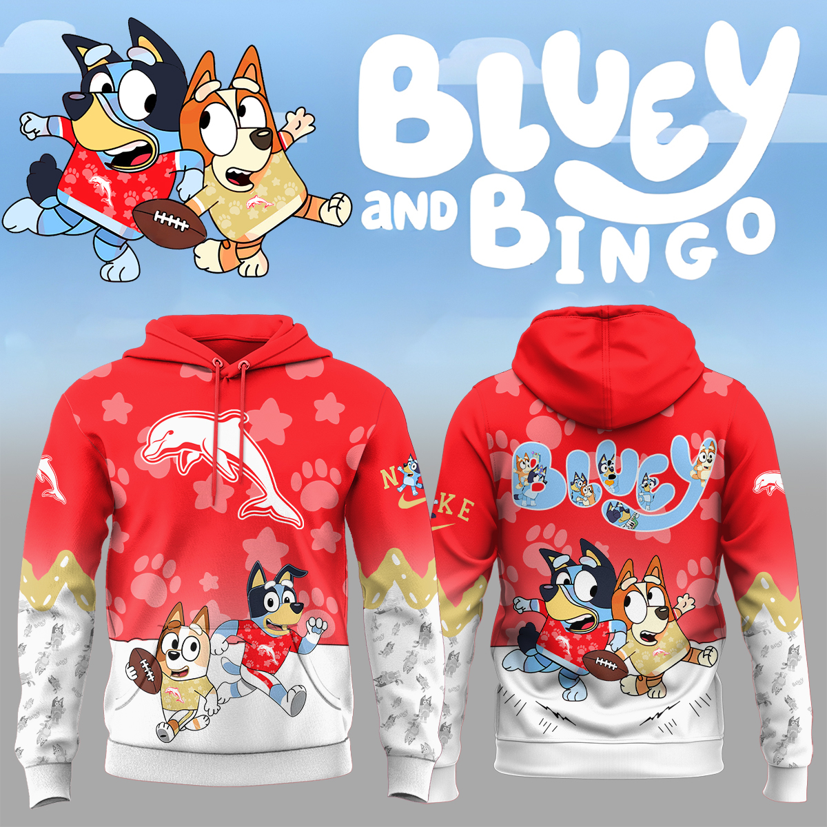 Dolphins Bluey and Bingo Hoodie
