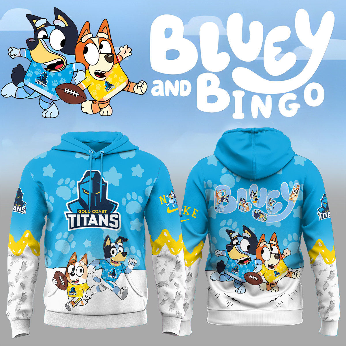 Gold Coast Titans Bluey and Bingo Hoodie