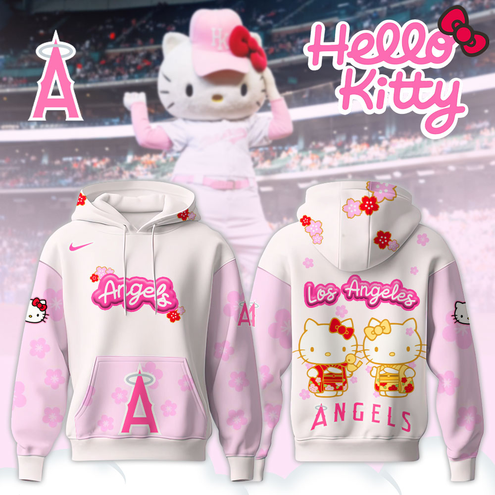 Los Angeles Angels Hello Kitty Happy Girls Day Baseball Jersey and Hoodie Custom Name