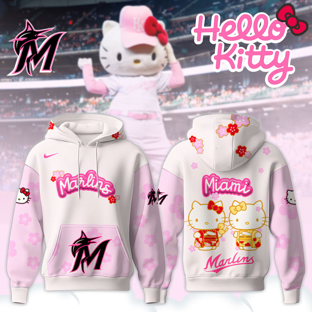 Miami Marlins Hello Kitty Happy Girls Day Baseball Jersey and Hoodie Custom Name
