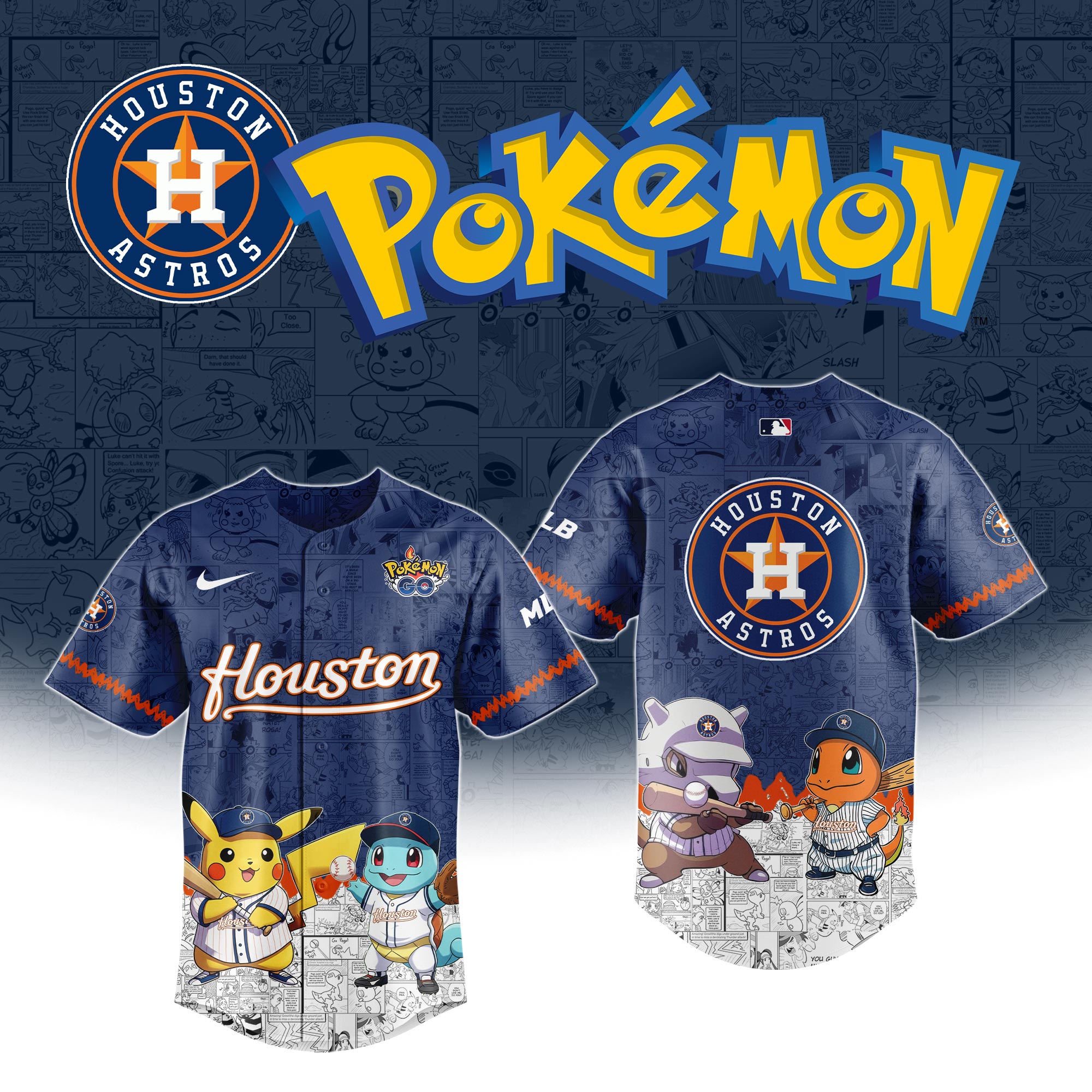 Houston Astros MLB Pokemon GO Night Jersey