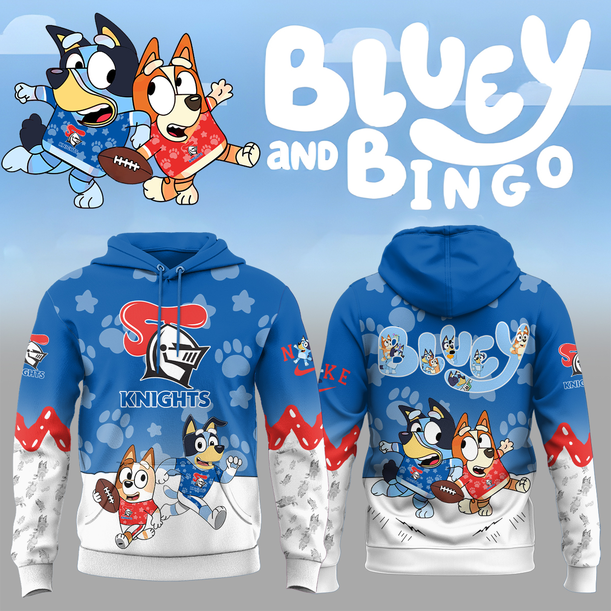 Newcastle Knights Bluey and Bingo Hoodie