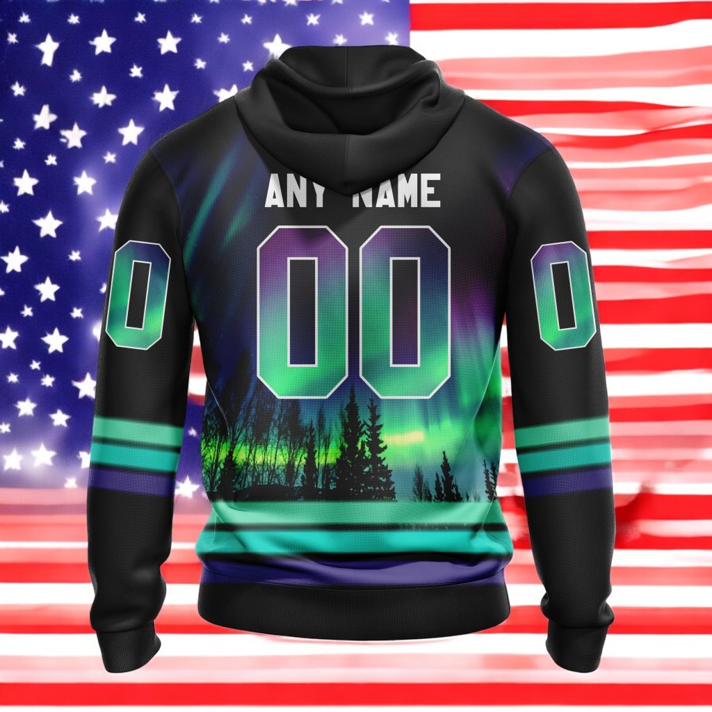 Alternative view of PWHL Montreal Victoire With Northern Lights Hoodie