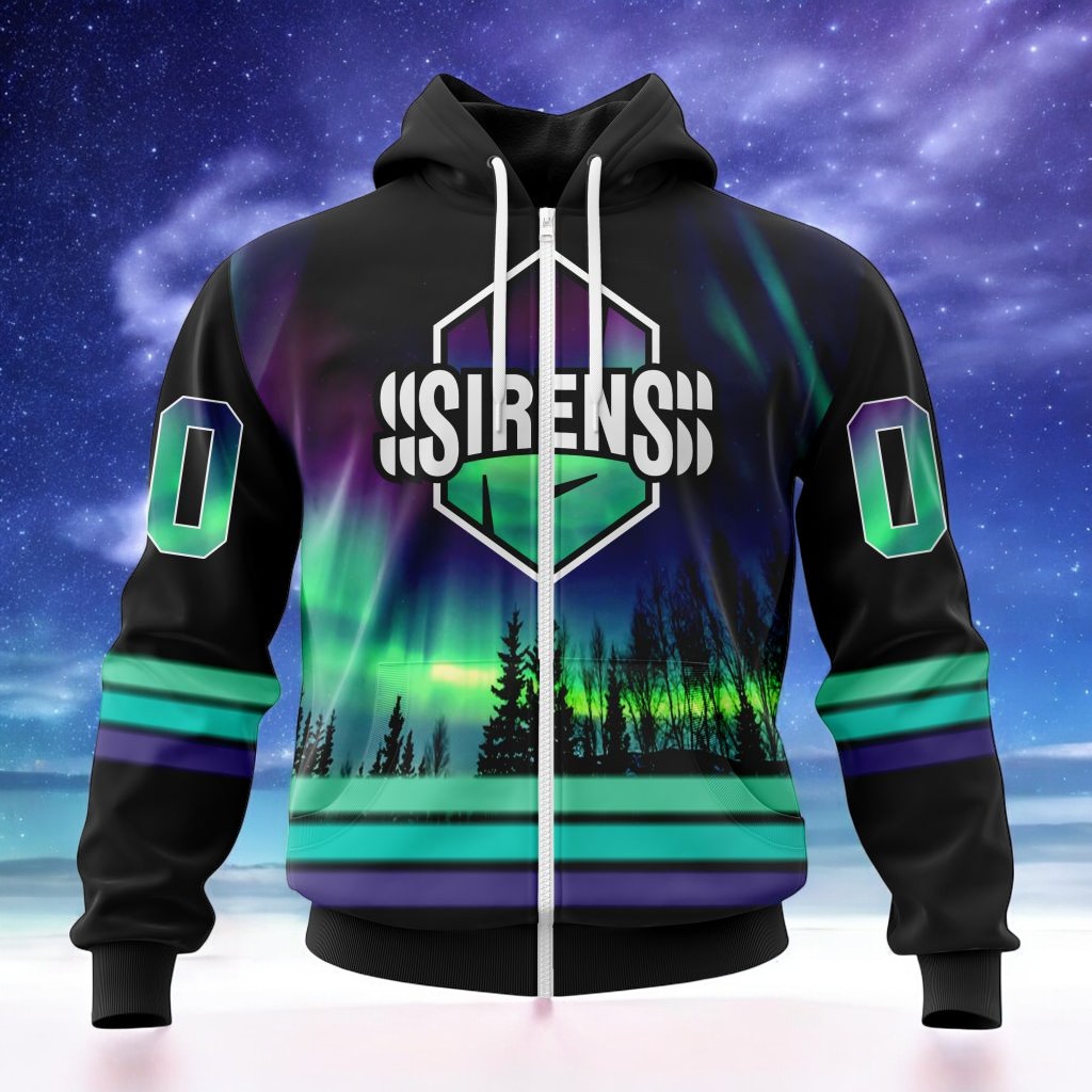 PWHL New York Sirens With Northern Lights Hoodie