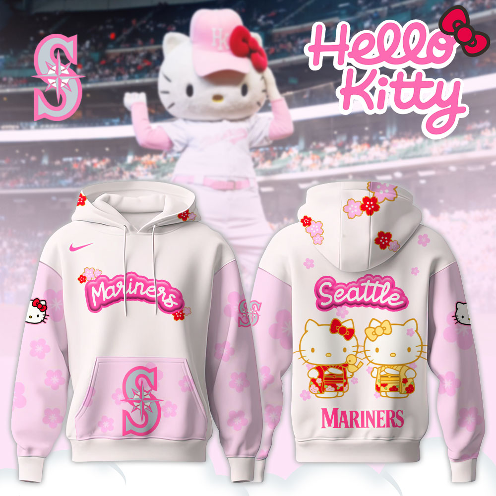 Seattle Mariners Hello Kitty Happy Girls Day Baseball Jersey and Hoodie Custom Name