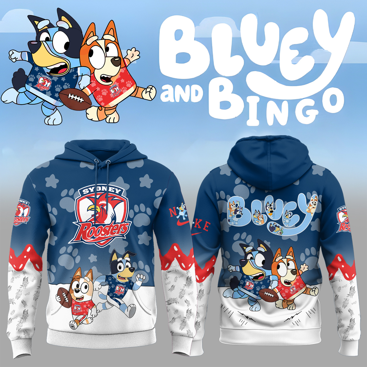 Sydney Roosters Bluey and Bingo Hoodie