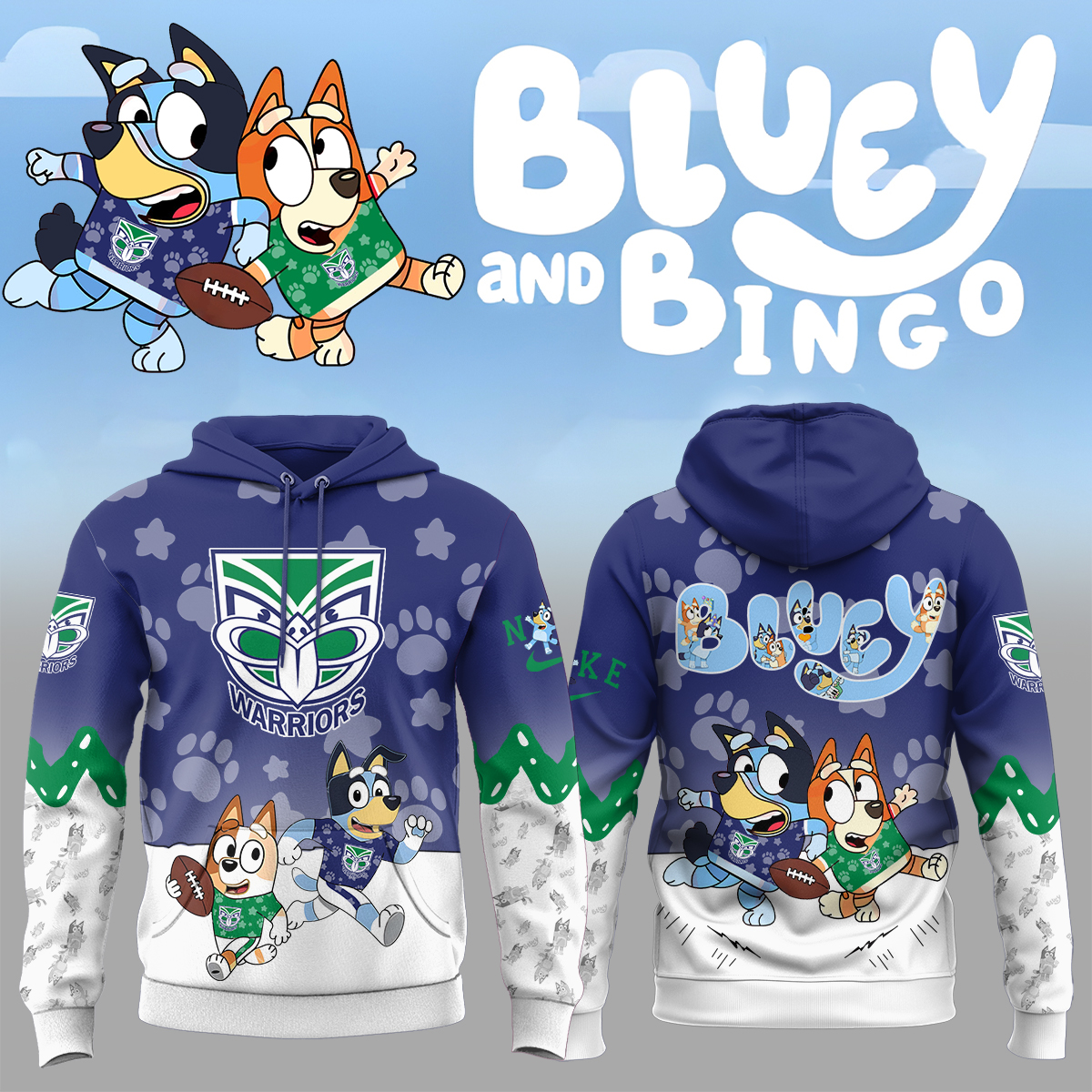 Warriors Bluey and Bingo Hoodie