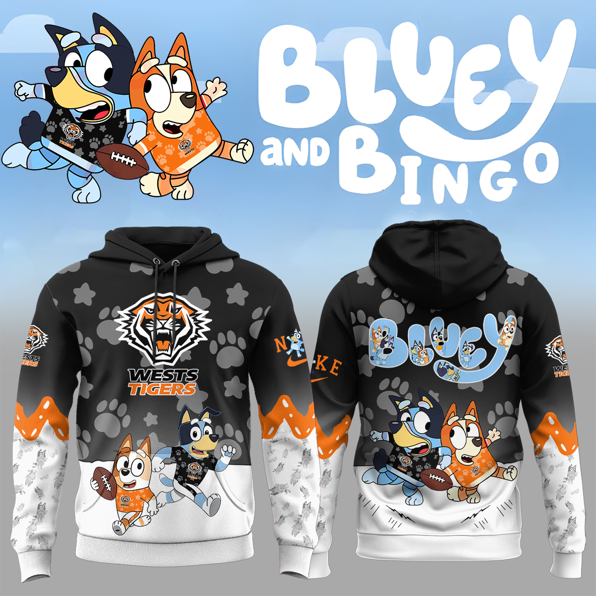 West Tiger Bluey and Bingo Hoodie