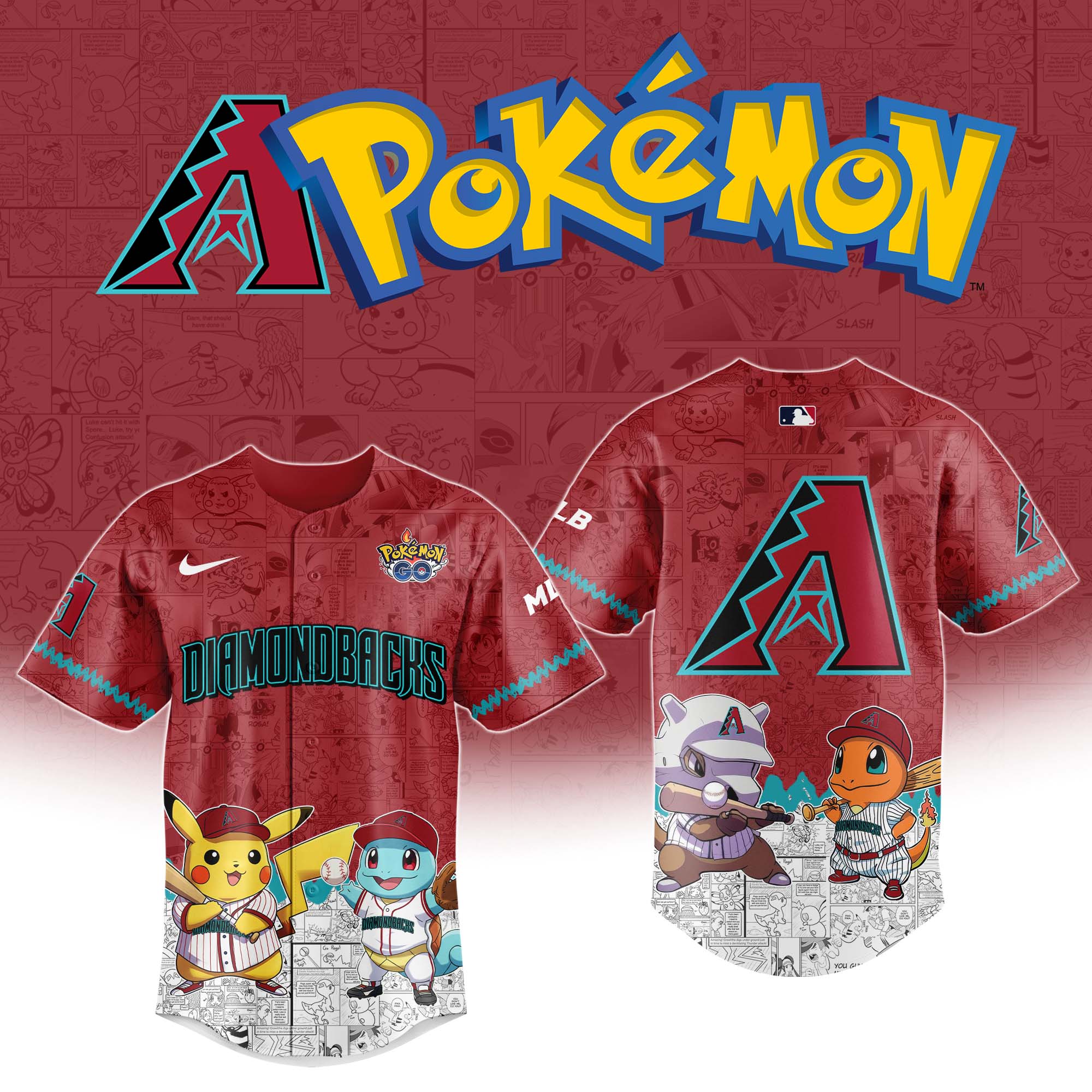 Arizona Diamondbacks MLB Pokemon GO Night Jersey