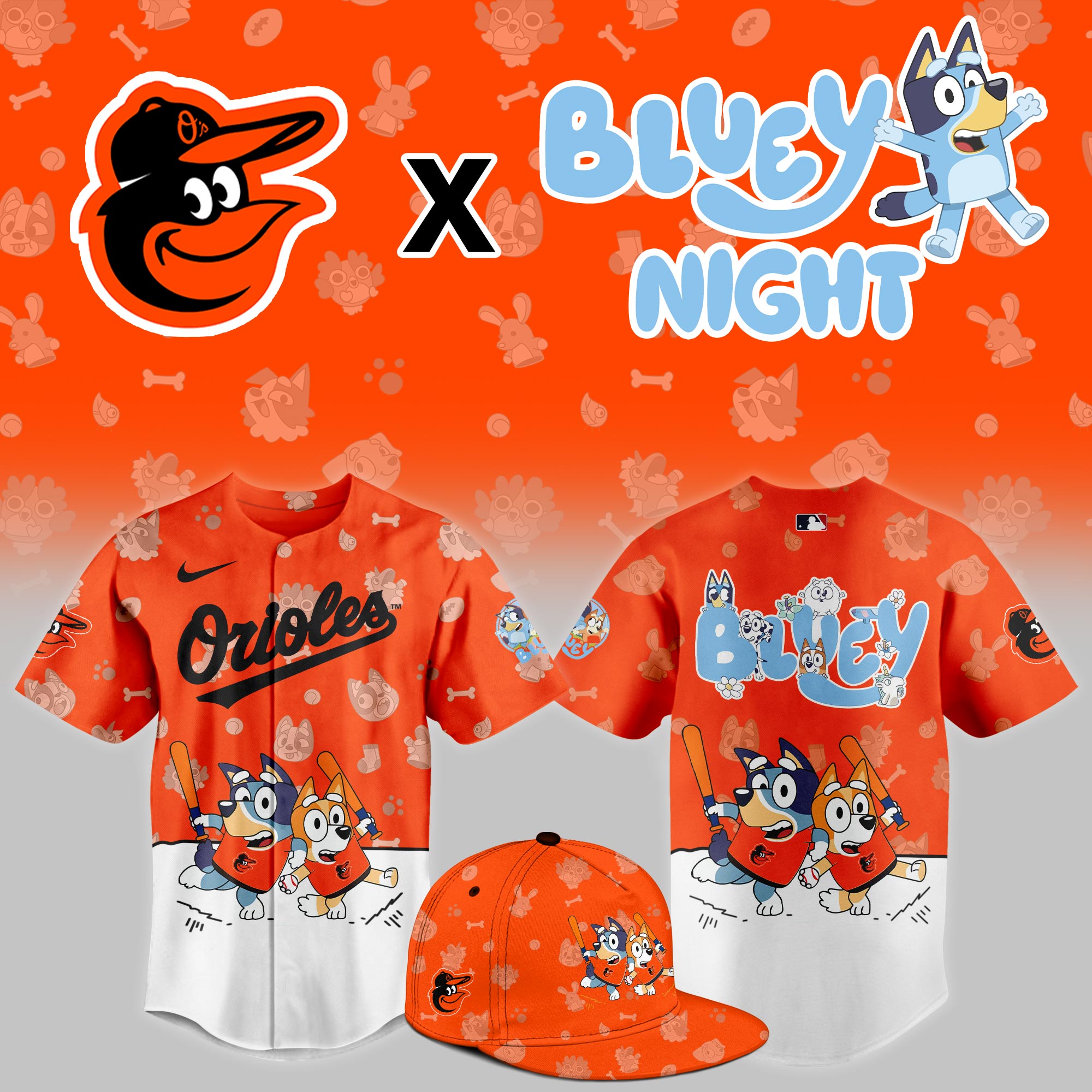 Baltimore Orioles MLB x Bluey Night Jersey