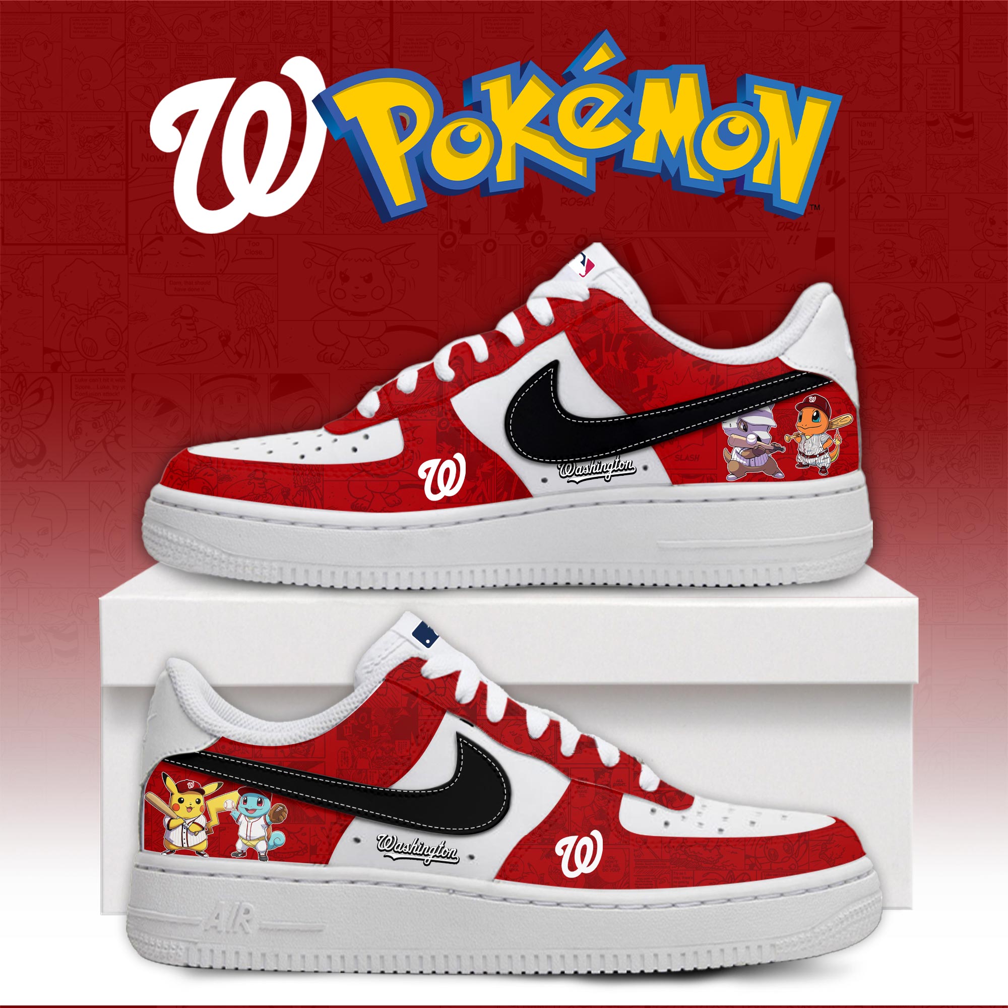Washington Nationals Pokemon Go Nike Air Force 1 Shoes