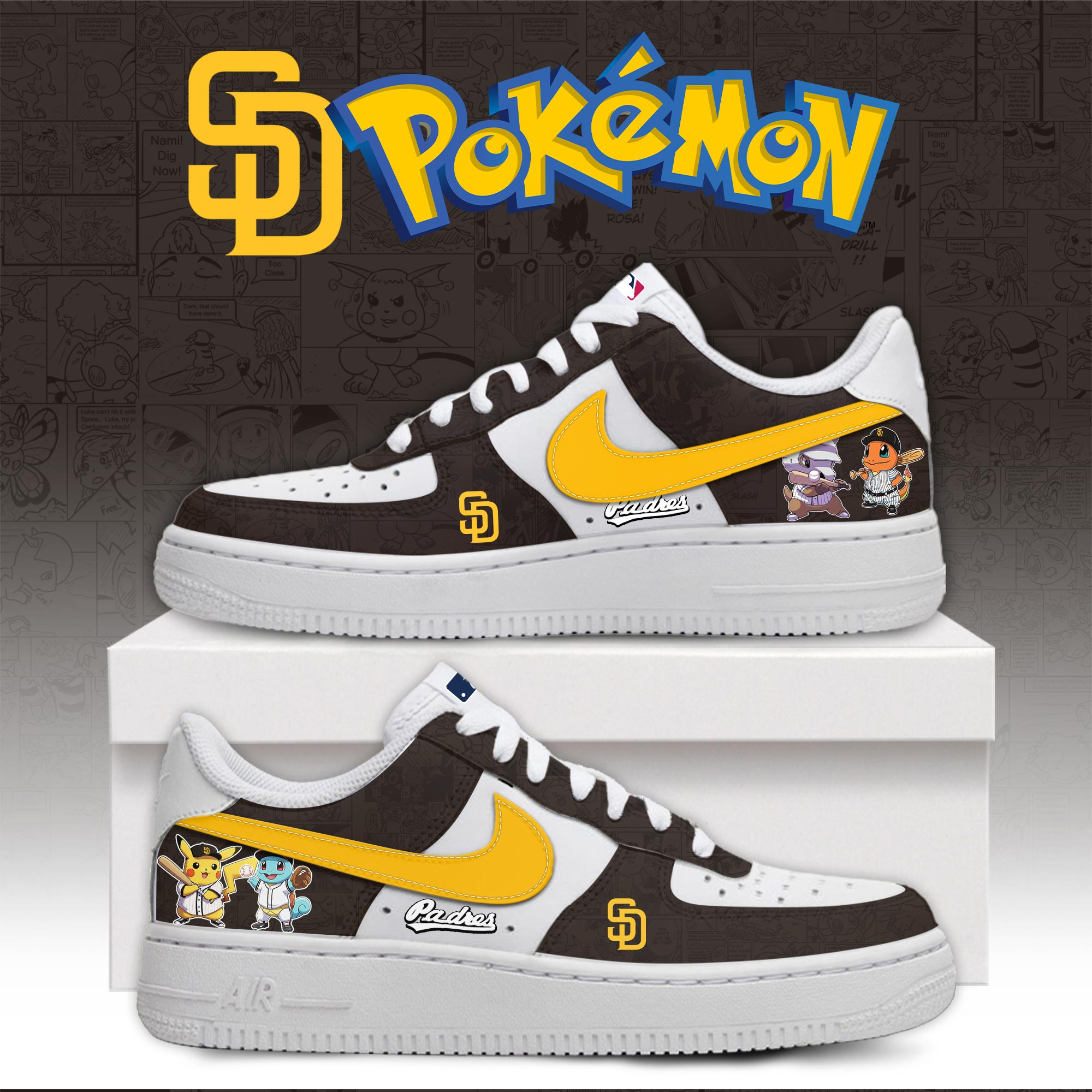 San Diego Padres Pokemon Go Nike Air Force 1 Shoes