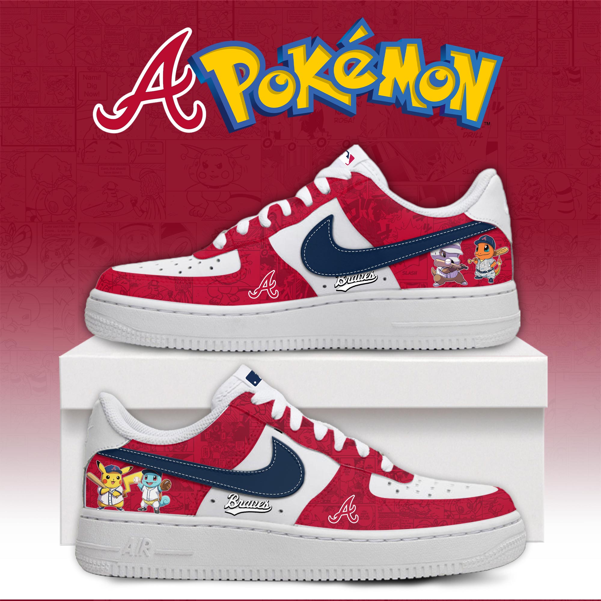 Atlanta Braves Pokemon Go Nike Air Force 1 Shoes