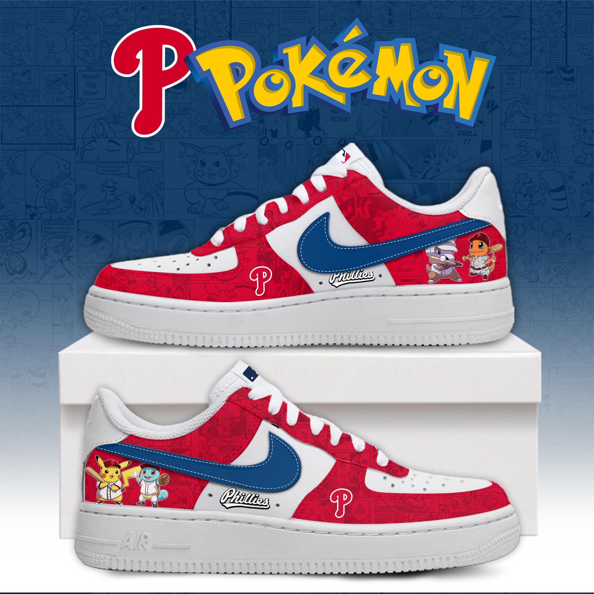 Philadelphia Phillies Pokemon Go Nike Air Force 1 Shoes
