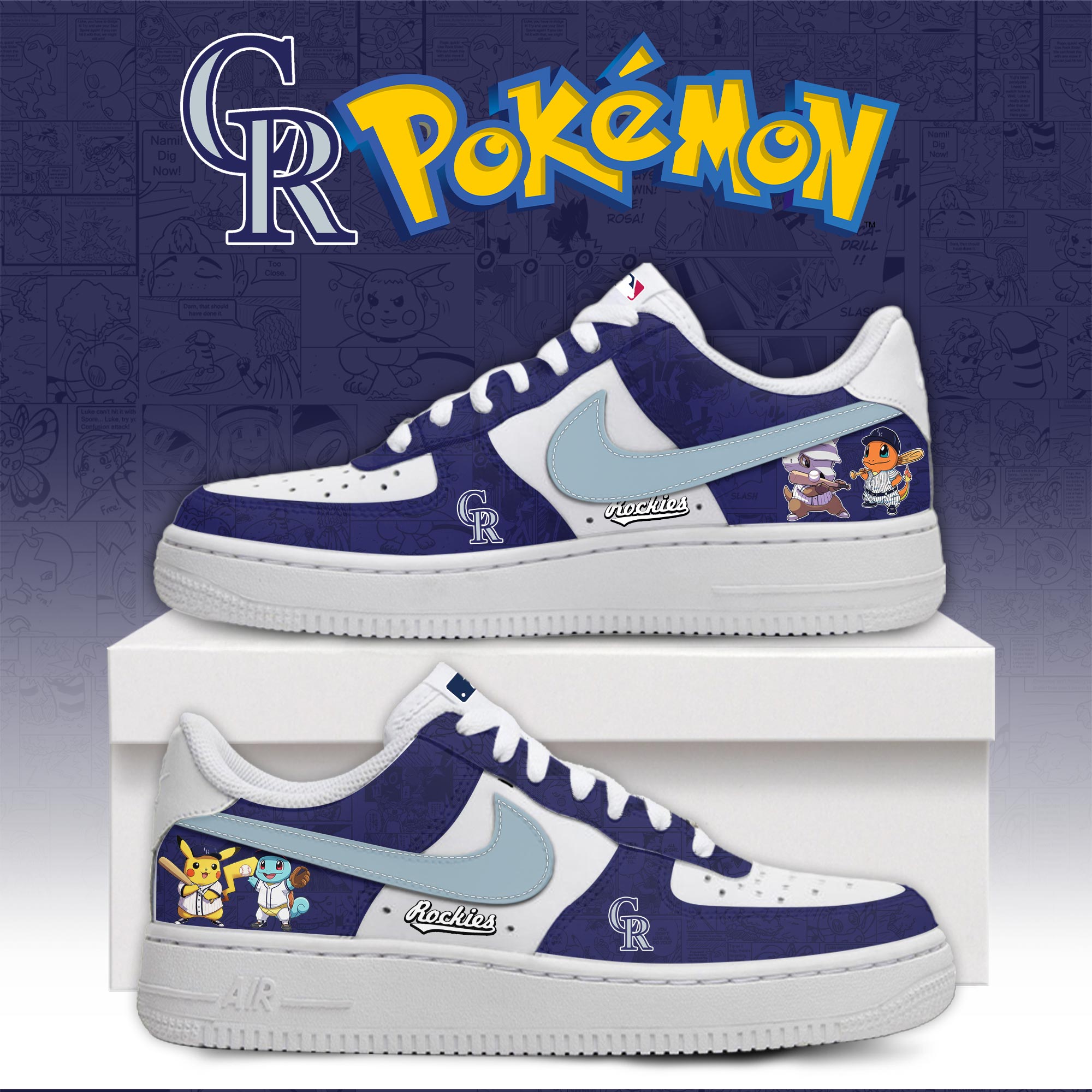 Colorado Rockies Pokemon Go Nike Air Force 1 Shoes