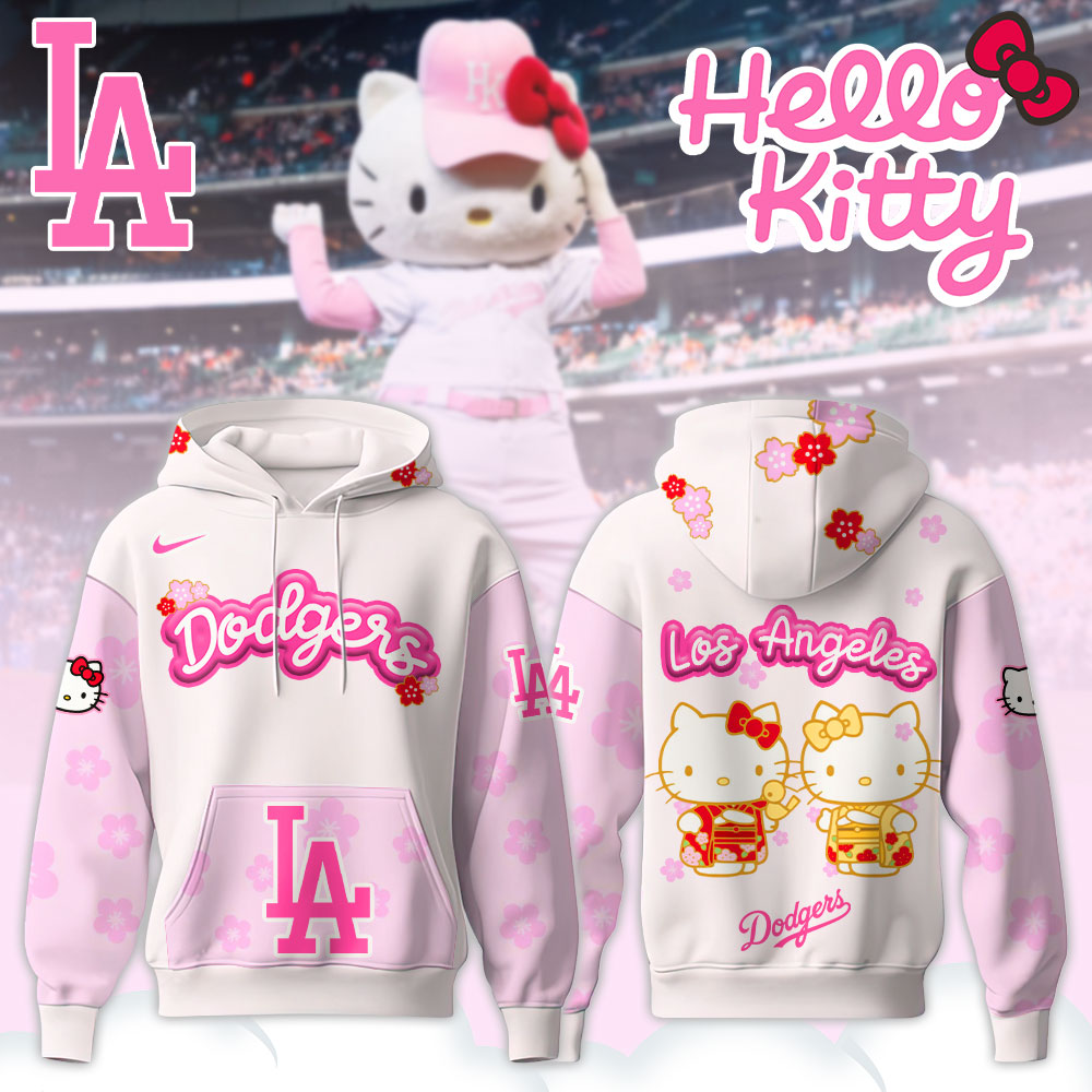 Los Angeles Dodgers Hello Kitty Happy Girls Day Baseball Jersey and Hoodie Custom Name