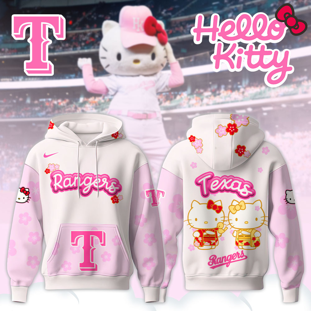 Texas Rangers Hello Kitty Happy Girls Day Baseball Jersey and Hoodie Custom Name