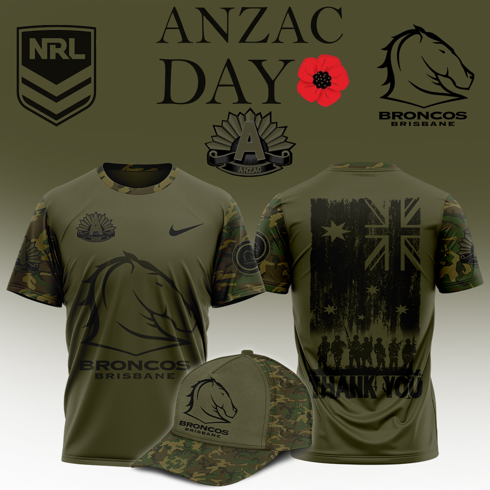 Alternative view of Brisbane Broncos Anzac Day 2025 Hoodie, Shirt, Polo