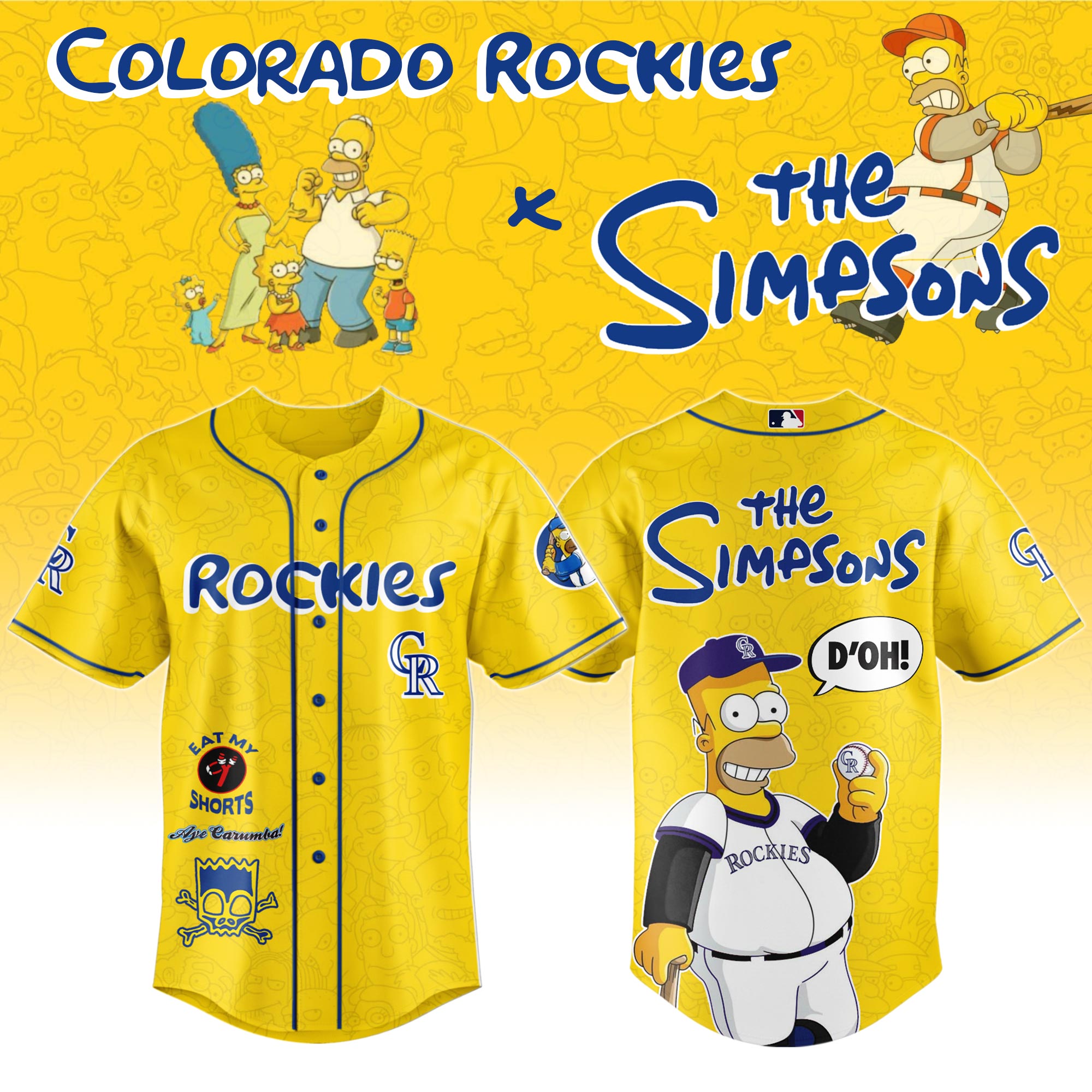 The Simpsons mix MLB Colorado Rockies Jersey