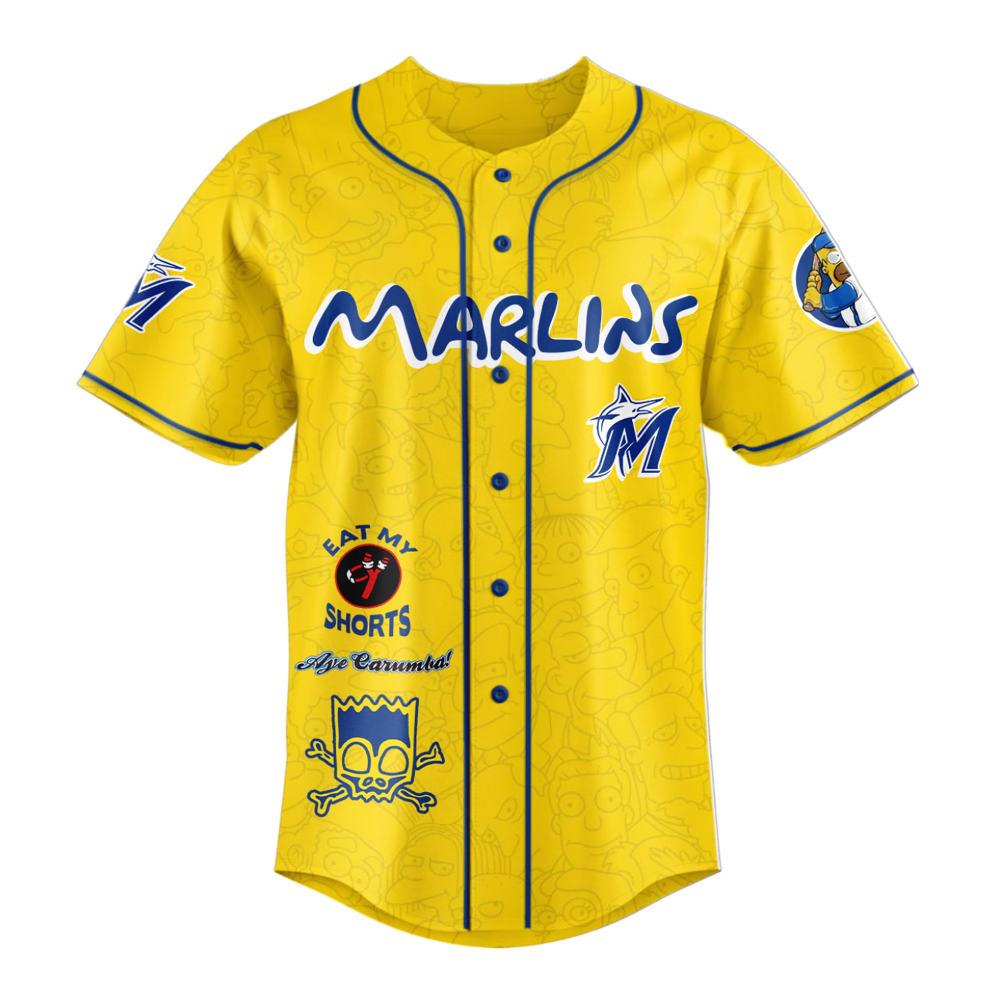 Alternative view of The Simpsons mix MLB Miami Marlins Jersey
