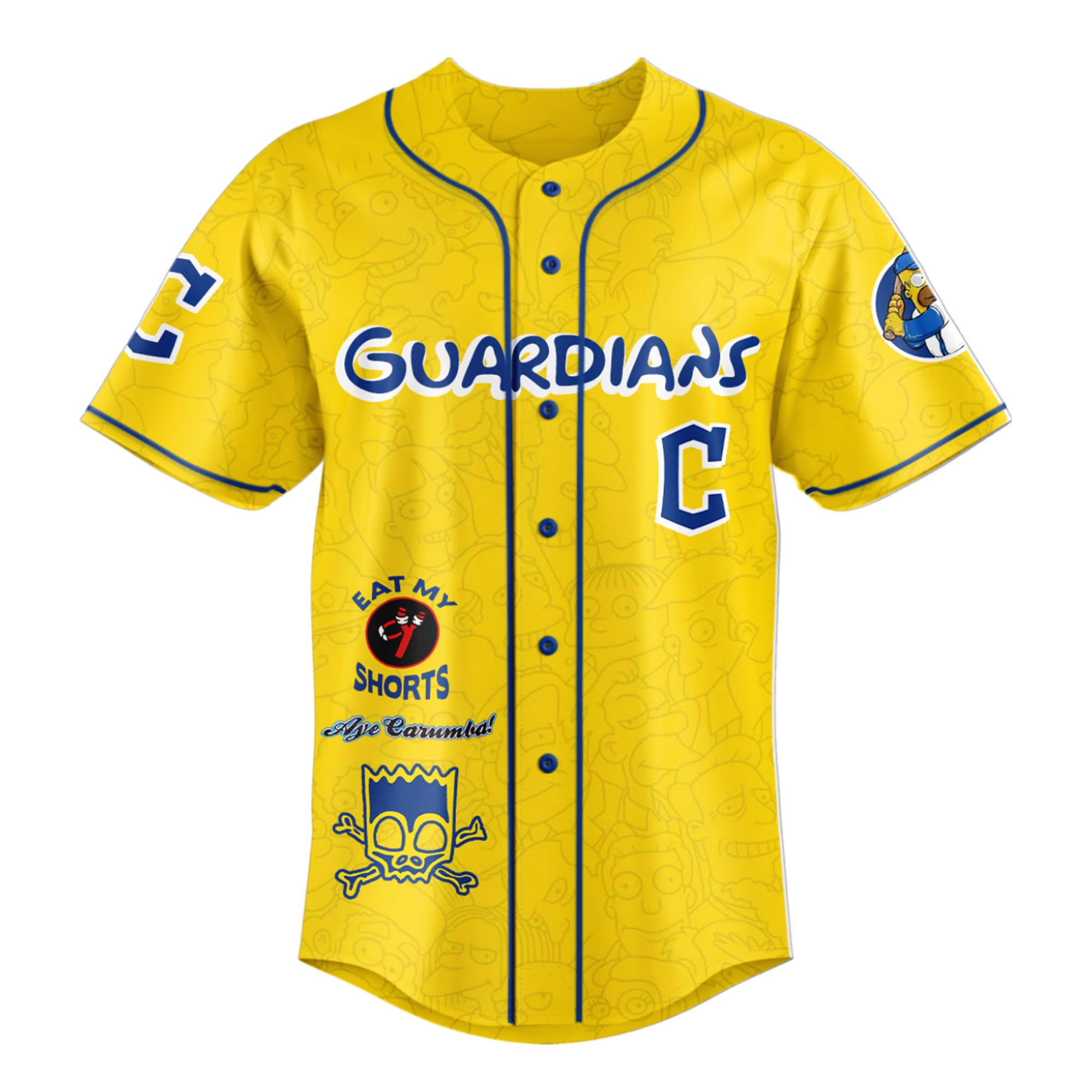 Alternative view of The Simpsons mix MLB Cleveland Guardians Jersey