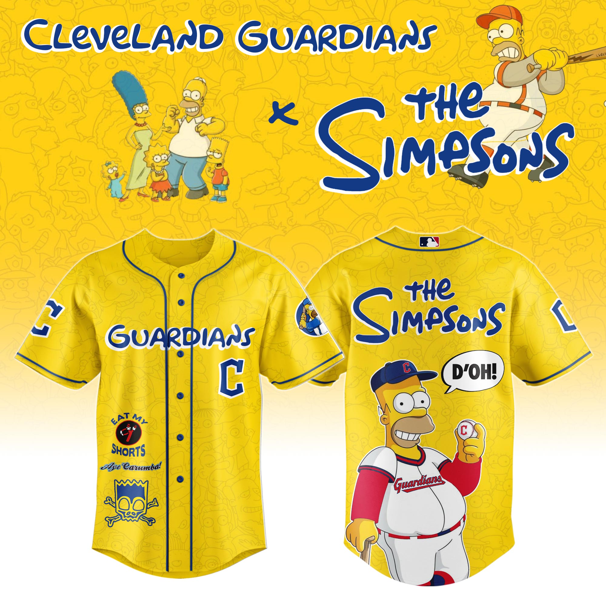 The Simpsons mix MLB Cleveland Guardians Jersey
