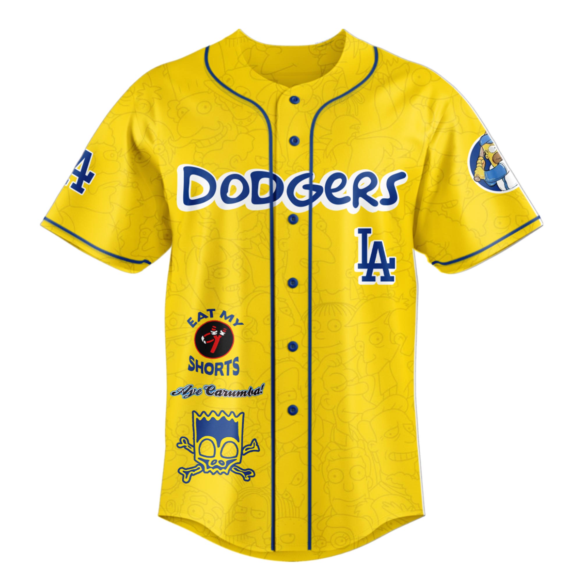 Alternative view of The Simpsons mix MLB Los Angeles Dodgers Jersey