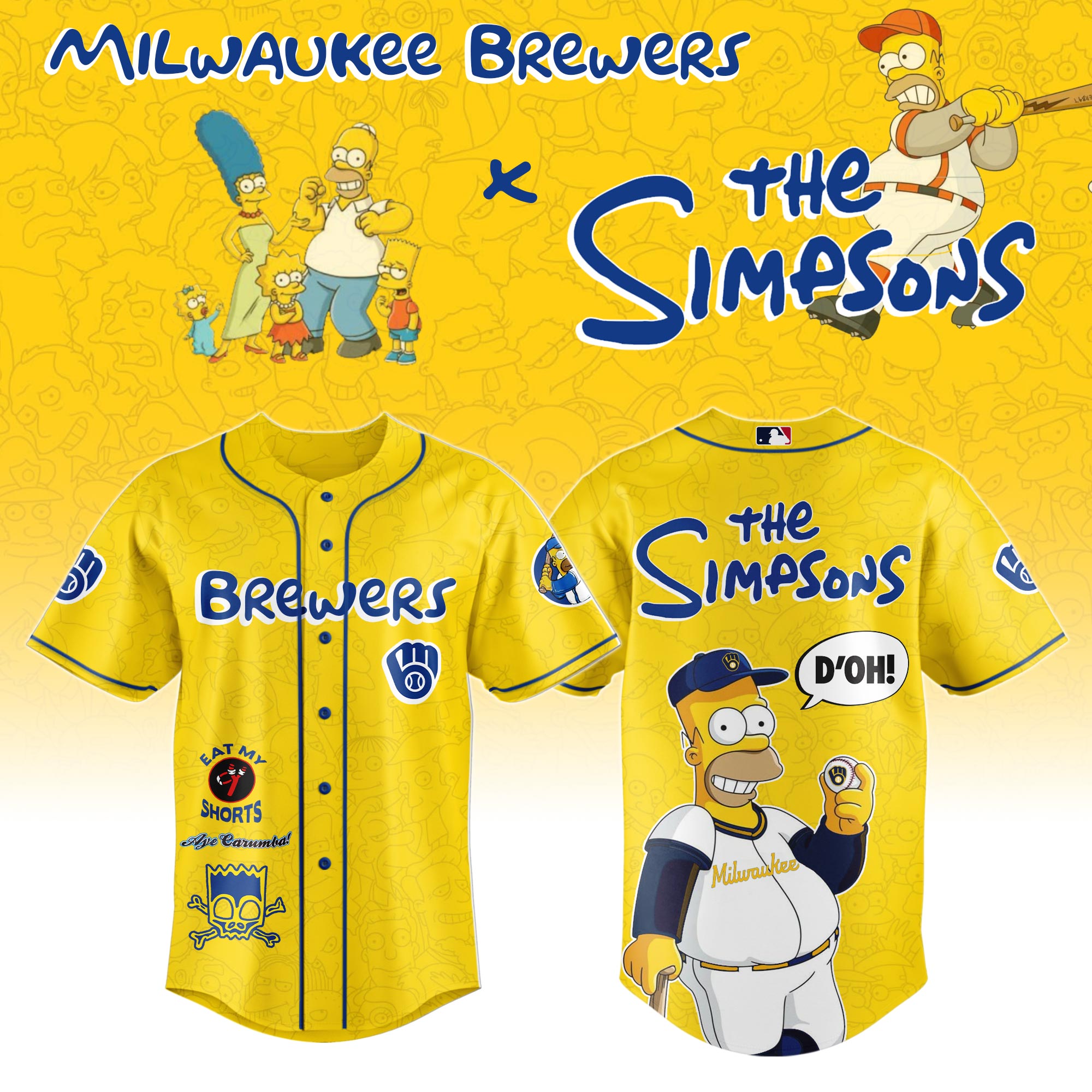 The Simpsons mix MLB Milwaukee Brewers Jersey