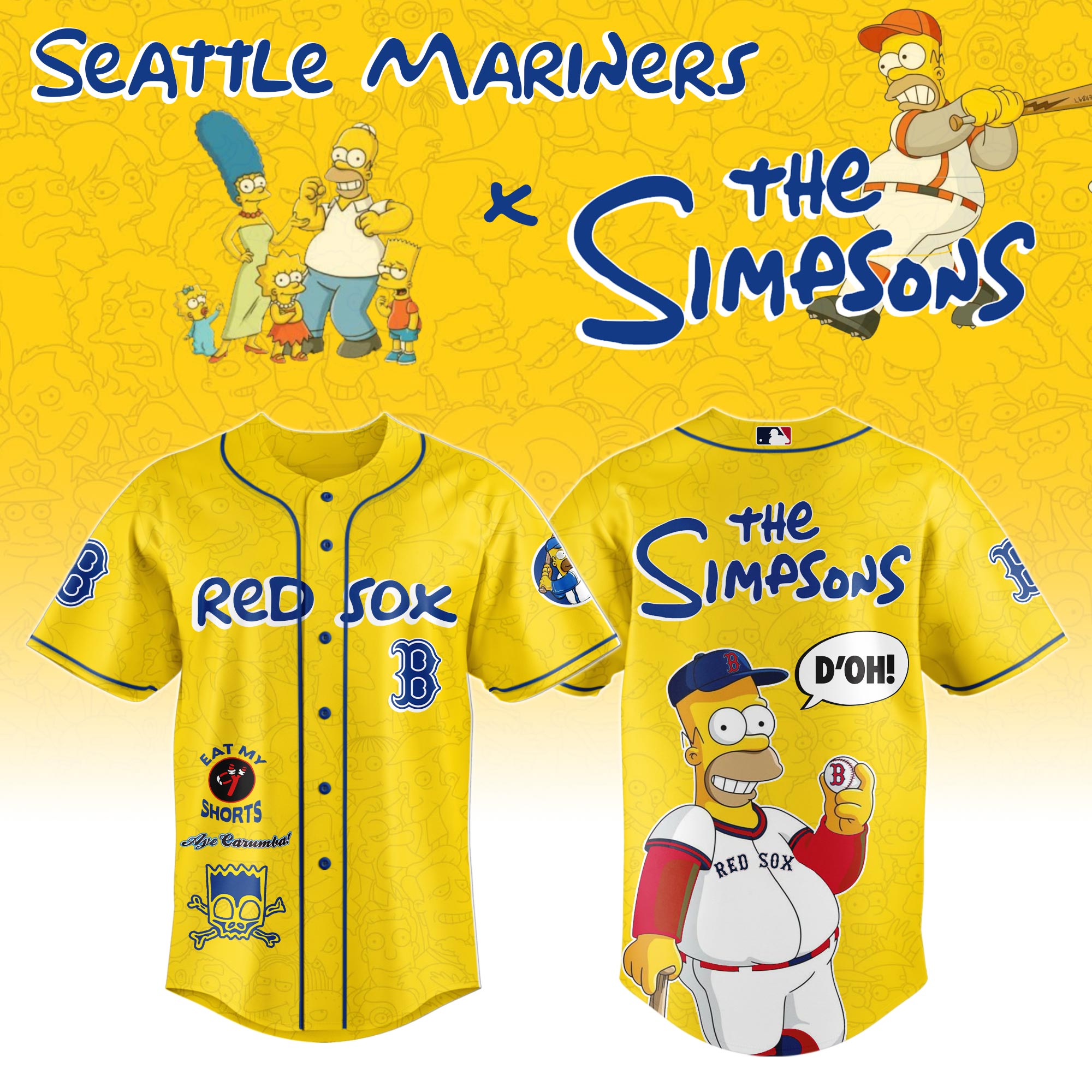 The Simpsons mix MLB Boston Red Sox Jersey